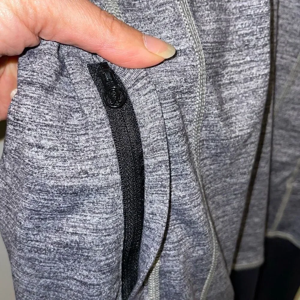 Lululemon Athletica Womens Daily Practice Zip Up Hooded Jacket Gray Black Size 8